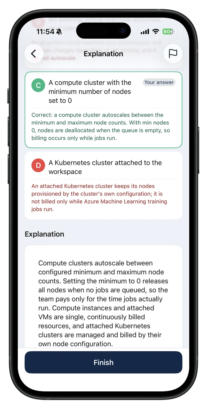 AI-300 question collection explanation screen