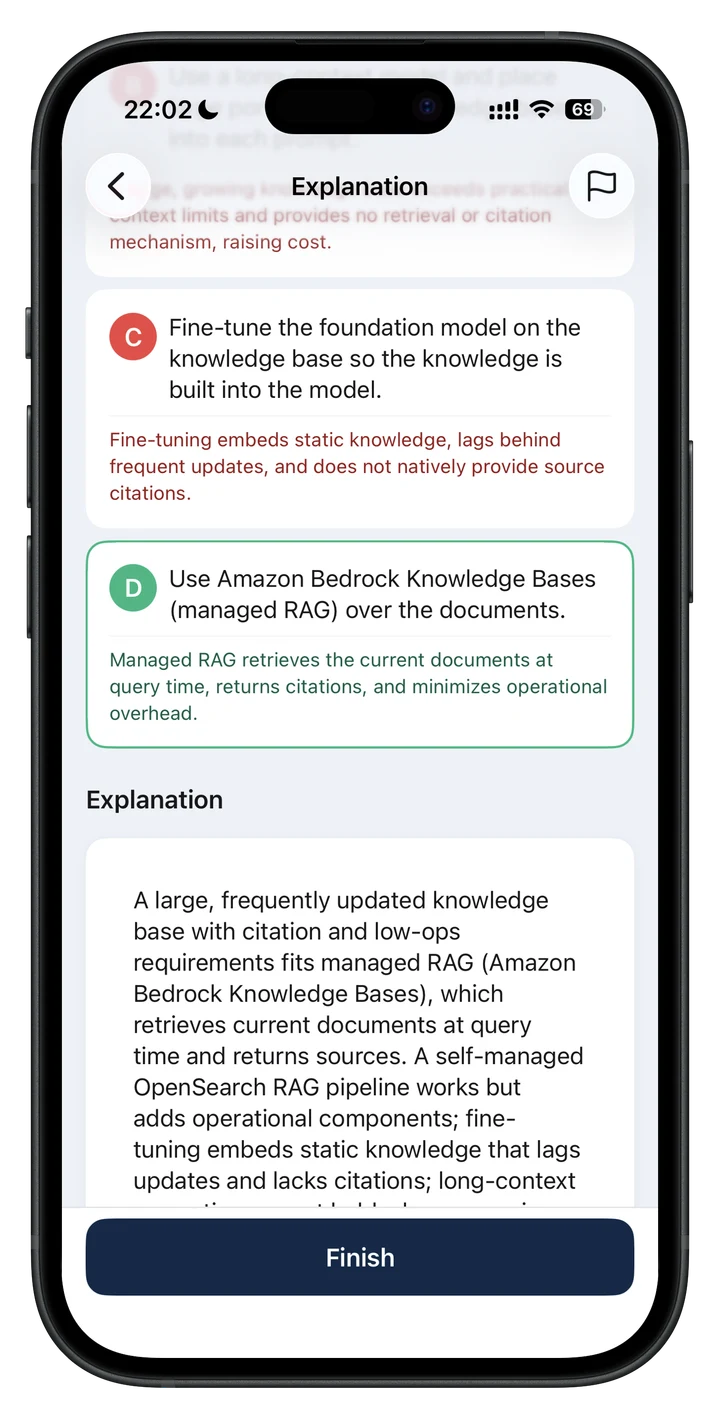 AIP-C01 question collection explanation screen