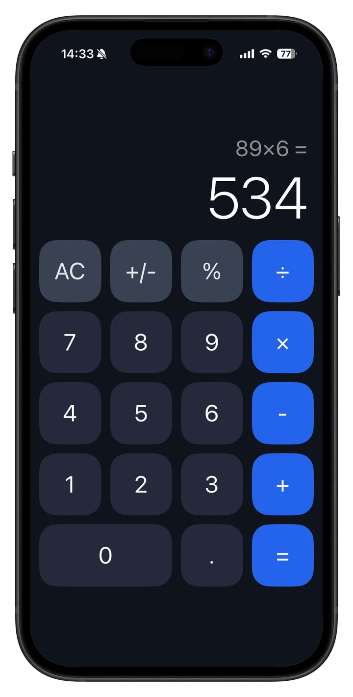 Calc+ calculator screen