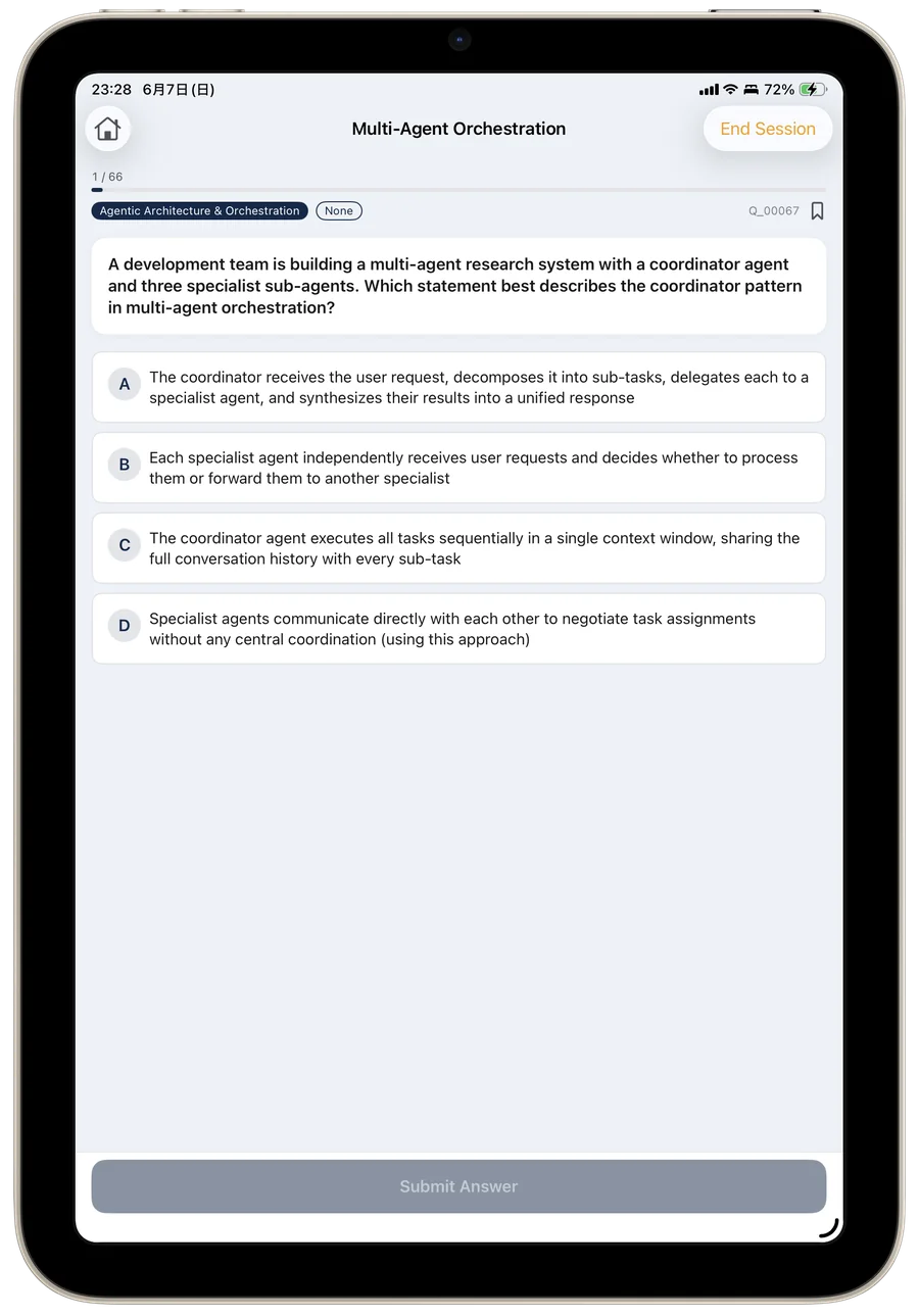 CCAR-F exam-prep question screen in English
