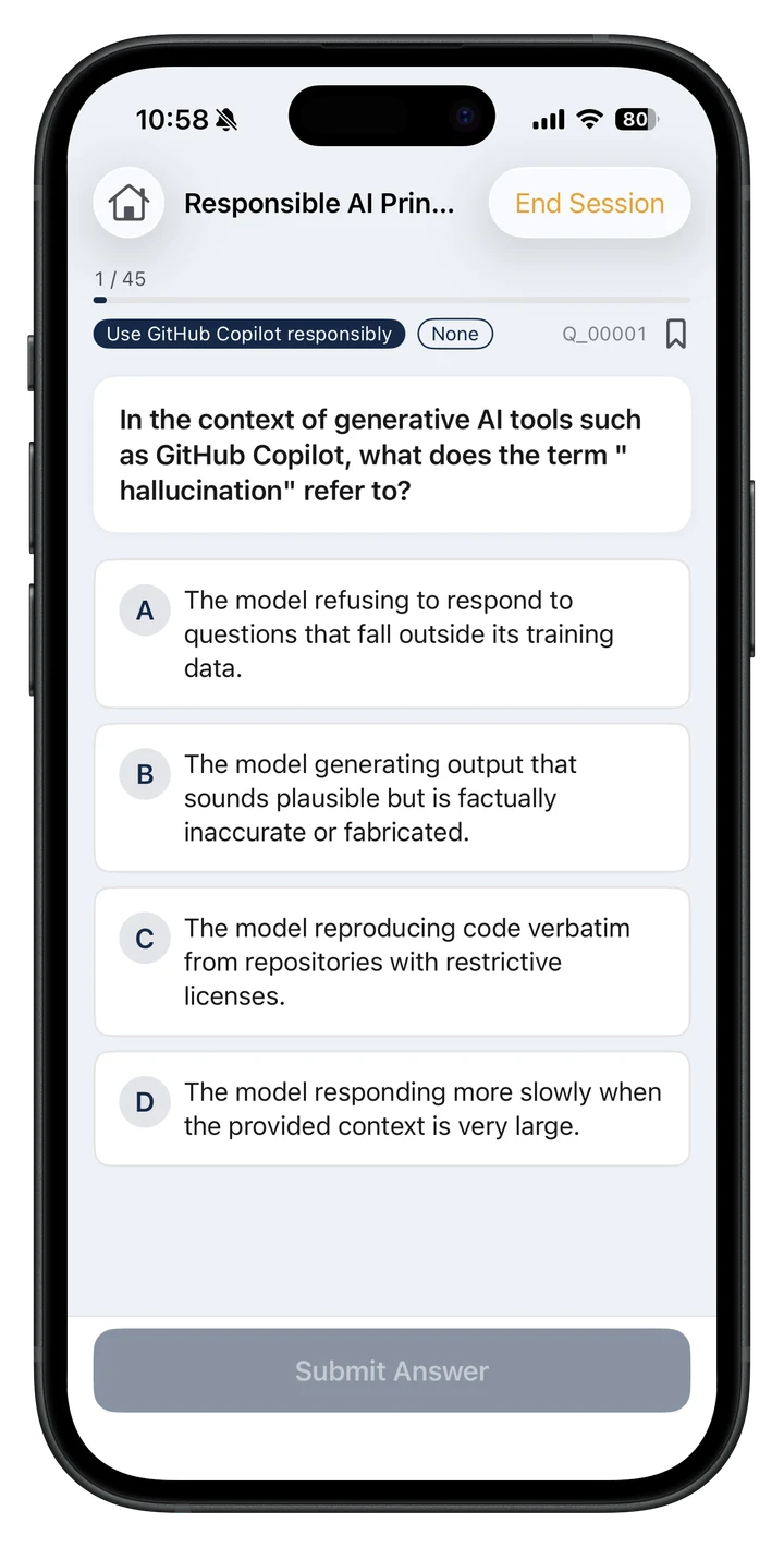 Study screen for GH-300 question collection