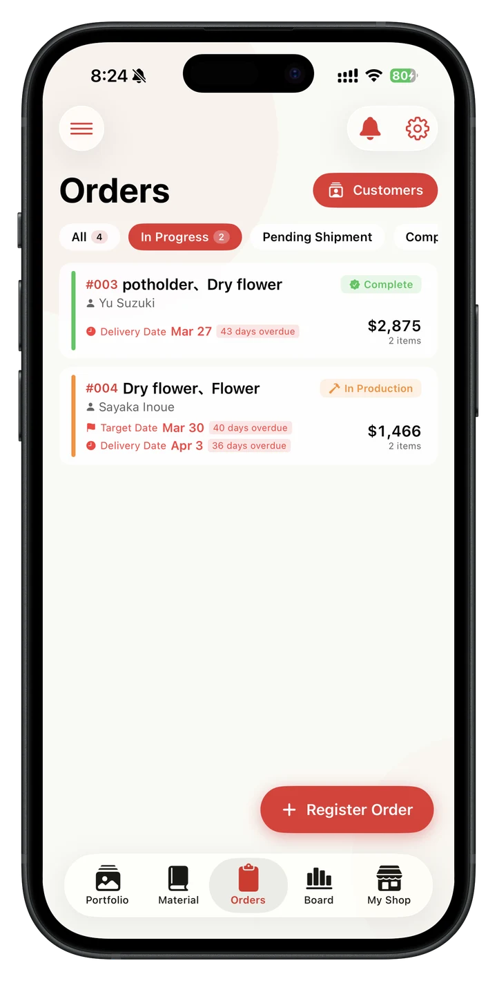 Setting delivery date alerts
