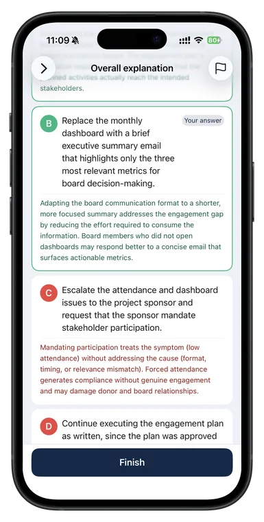 PMP Exam Prep explanation screen in English