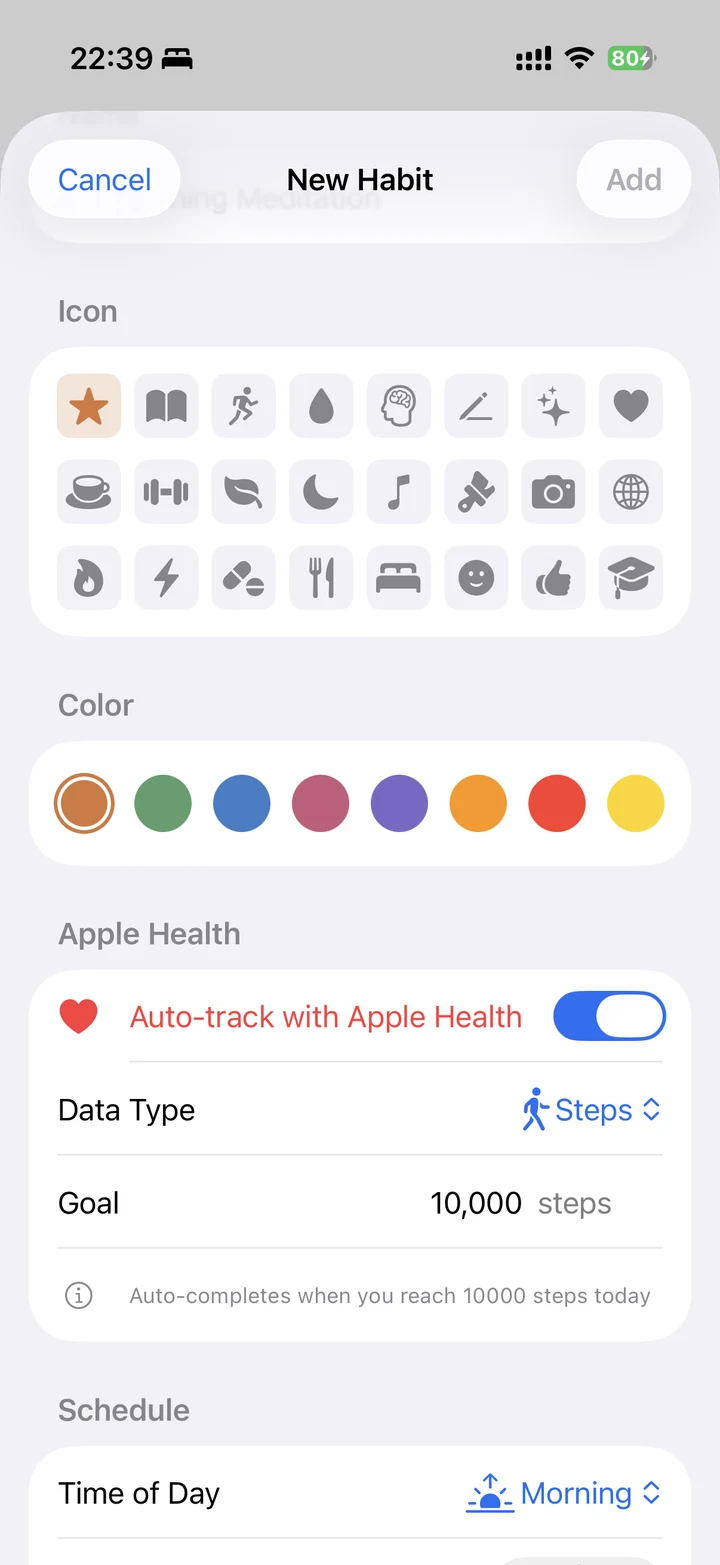 Stral's Apple Health automatic tracking settings screen