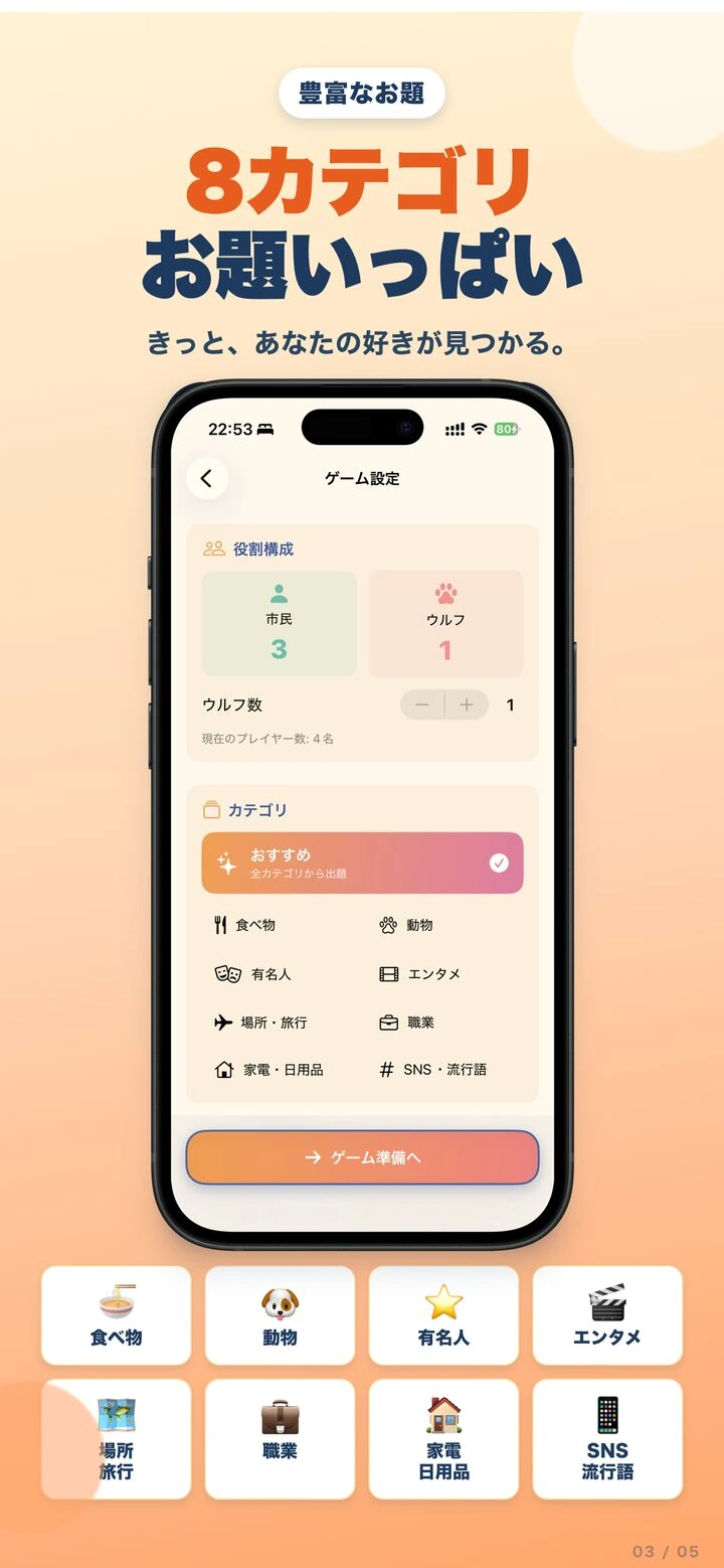 WordWolfPartyの結果画面